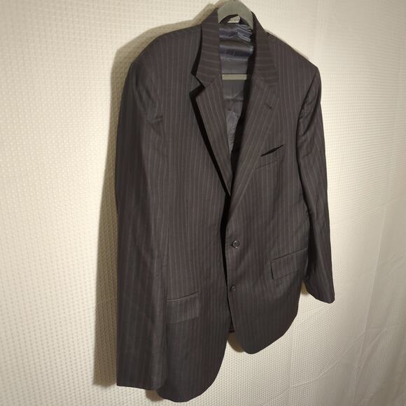 Jos A Bank 42R Wool Silk Blazer Stripe Gray 2 Button Signature Made Mexico - Picture 2 of 9